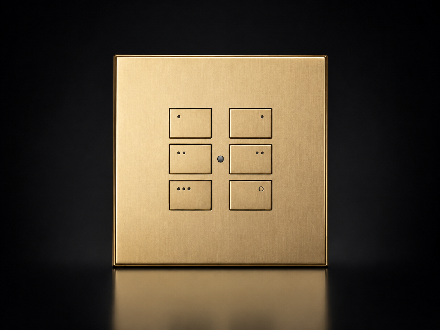 Rako EOS-style keypad in a warm gold finish