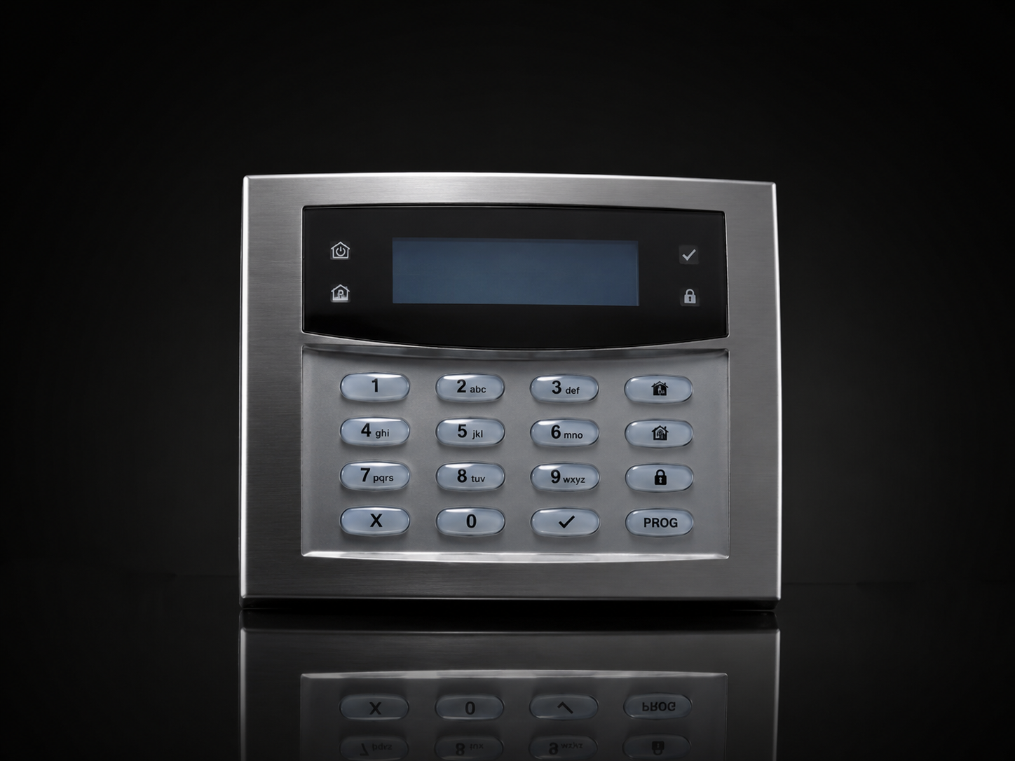 Texecom Premier Elite-style keypad in satin chrome/grey