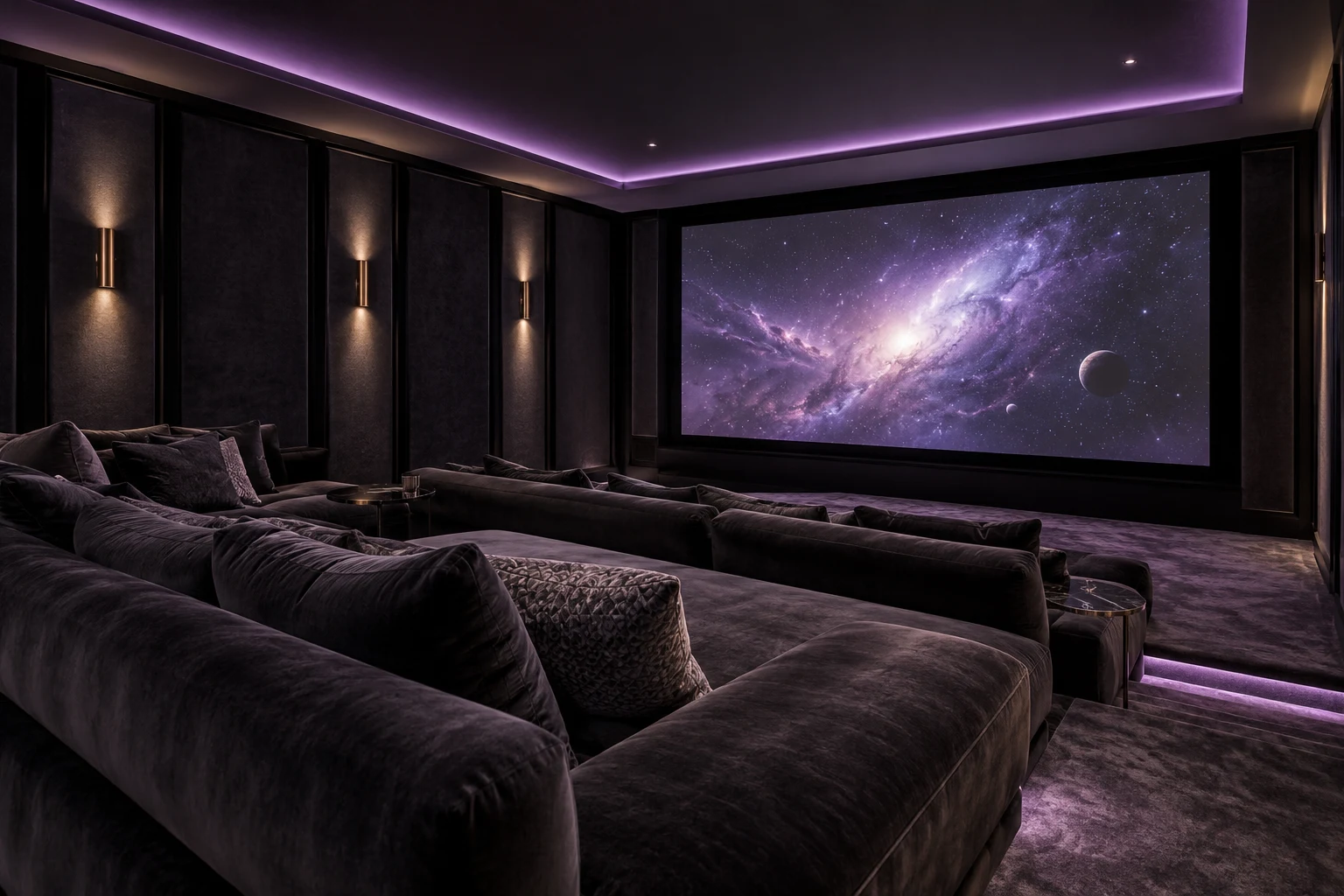 Concept Riccolo home cinema with calming purple accent lighting